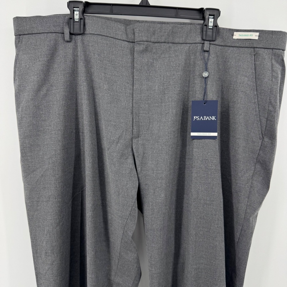 Jos A Bank Mens Grey Tailored Fit Dress Pants 42x30‎ Poly Viscose Stretch - Picture 14 of 16